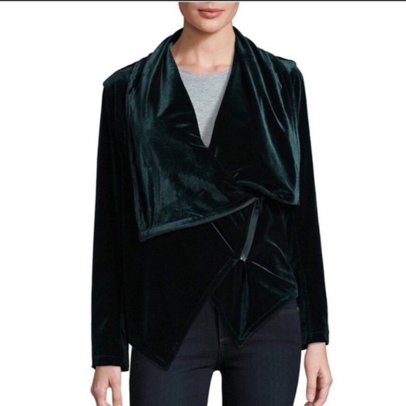 Blank NYC Velvet Draped asymmetrical Zipper Jacket | Medium - Picture 1 of 14